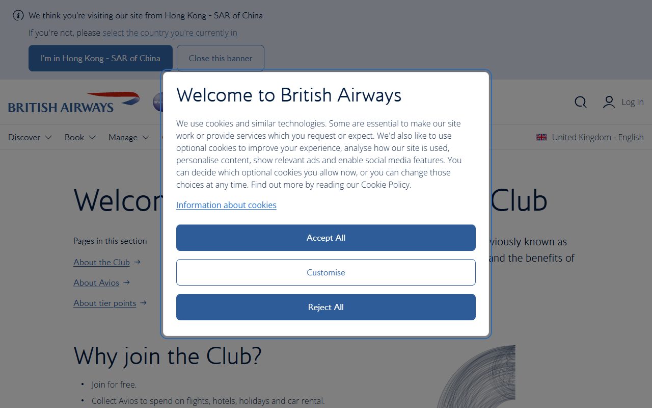 British Airways Avios official site