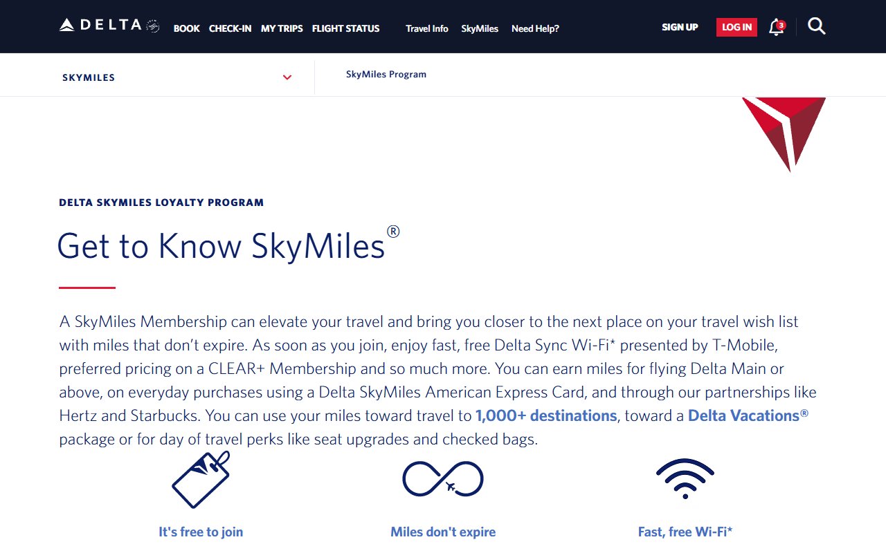 Delta SkyMiles official site