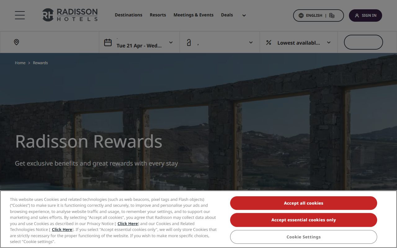 Radisson Rewards official site
